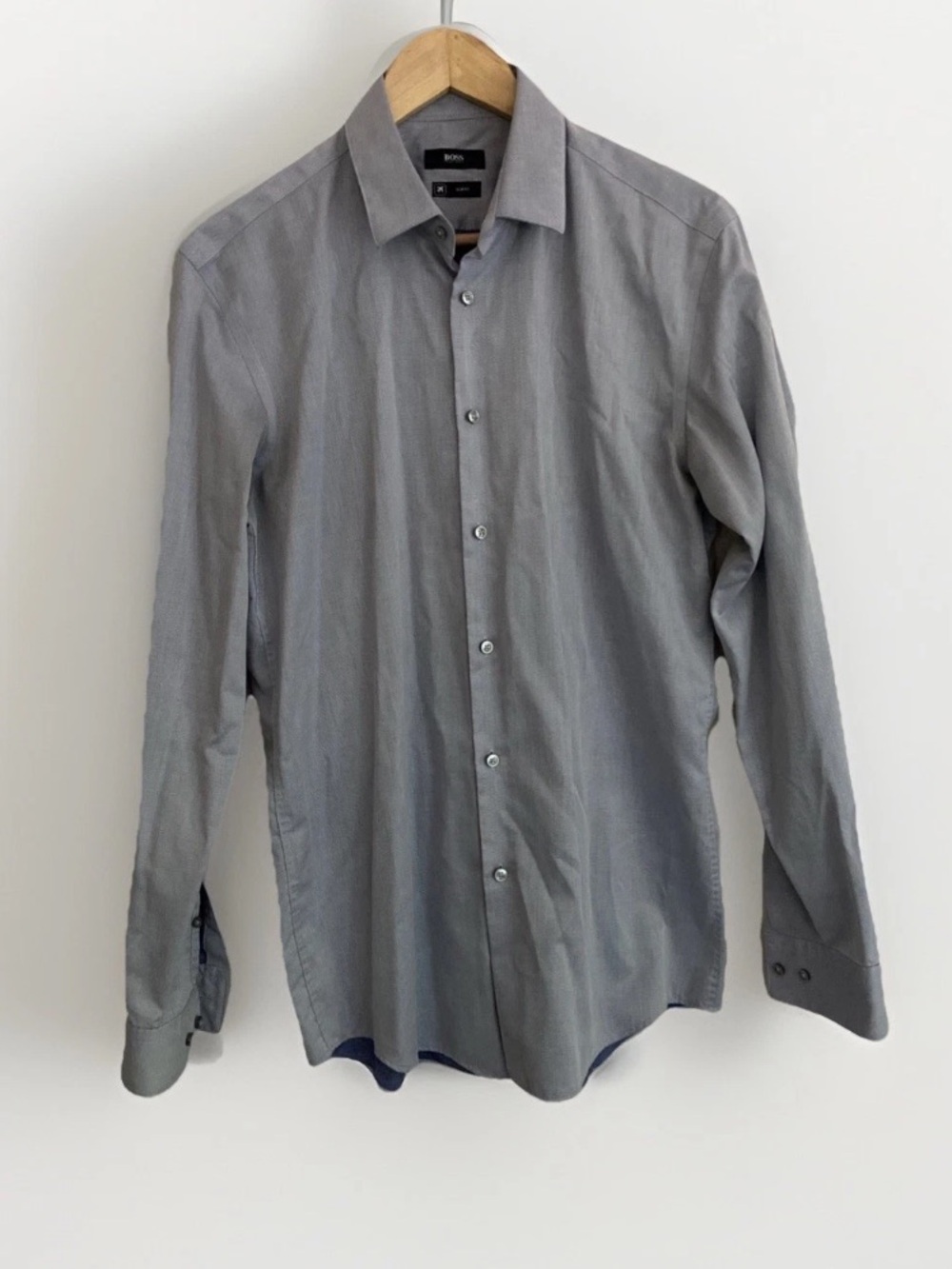 Hugo Boss Men's Gray Long-Sleeve Dress Shirt Travel 41 16